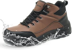 Waterproof Steel Toe Boots for Men Wide Width Non Slip Work Shoes Slip Resistant Safety Toe Sneakers Indestructible Construction Composite Toe Shoe Puncture Proof Footwear